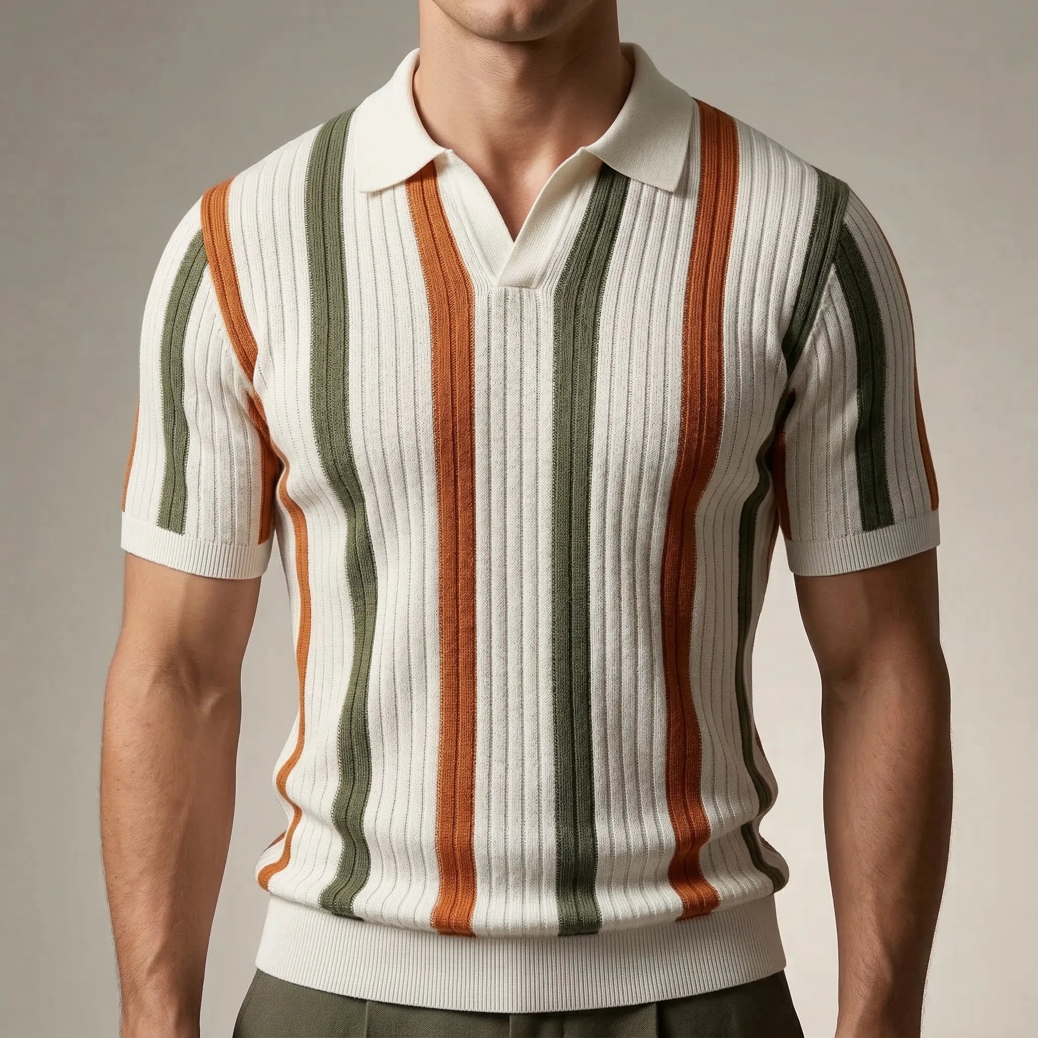 Riviera Striped Knit Polo Shirt